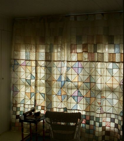 curtains made from old quilts
